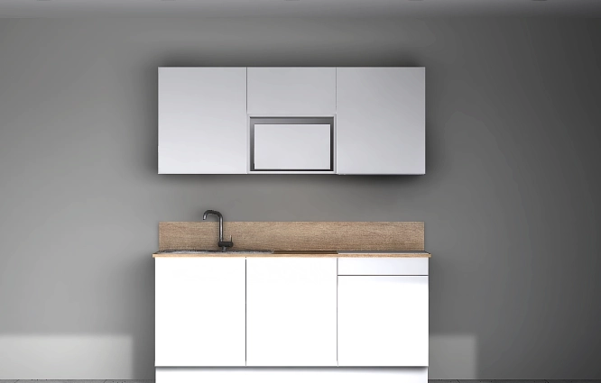 Typologie Studio équipée référence (180cm de longueur) à 3 850 euros TTC avec pose